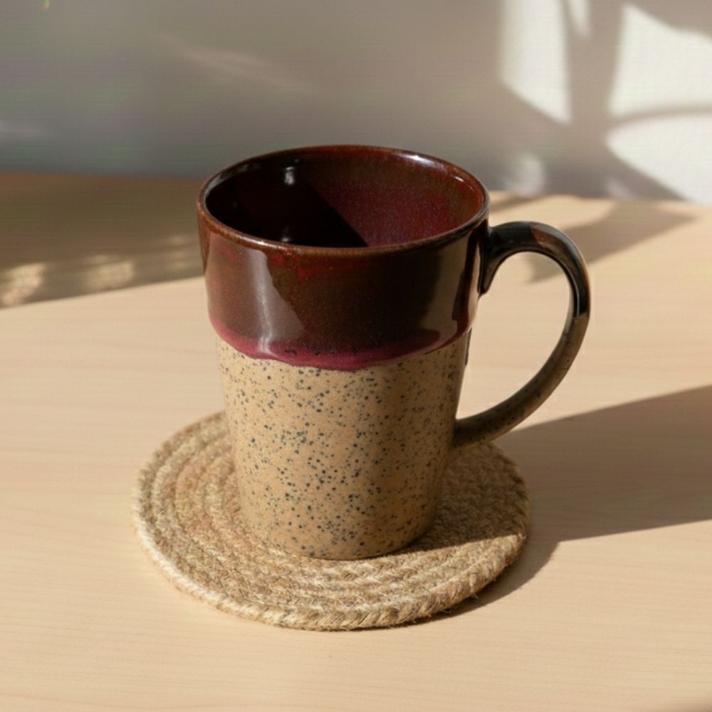 deep wine edge speckled ceramic mug set of 6 for tea coffee textured modern design